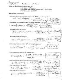 Chemistry Mole Conversions Worksheet Answer Key Docsity