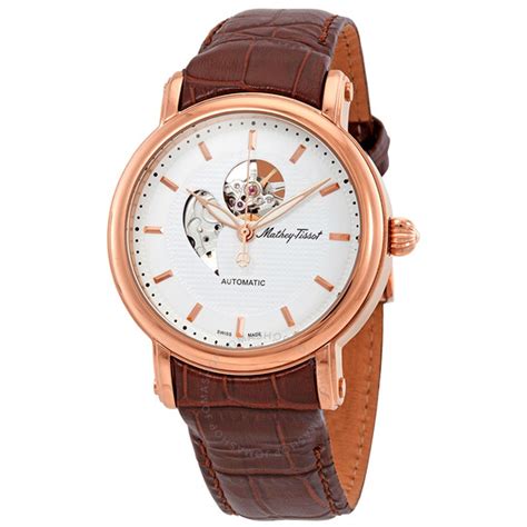 Mathey-Tissot Skeleton Automatic White Dial Brown Leather Men's Watch ...