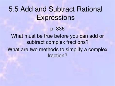 PPT 5 5 Add And Subtract Rational Expressions PowerPoint Presentation