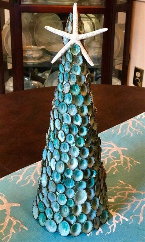 Teal Green Limpet Shell Christmas Tree Seashell Tree Coastal