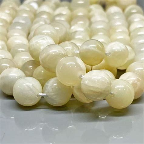 Natural White Moonstone 8mm Smooth Round Gemstone Beads Strand 11832