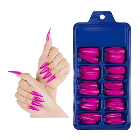 Health And Beauty Products Colored Long Stiletto Press On Nails Full Cover Pointys False Nails