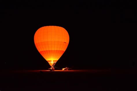 Premium Photo | Illuminated hot air balloon at night