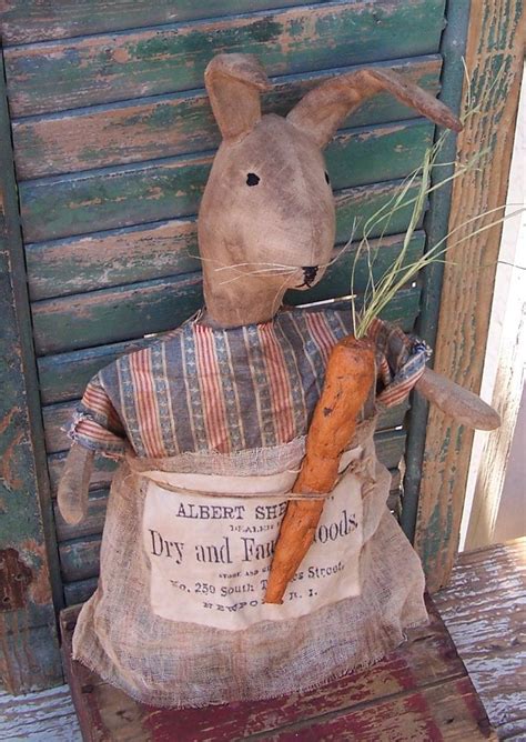 Primitive Rabbit Doll Americana Rabbit Vintage Advertising Paper