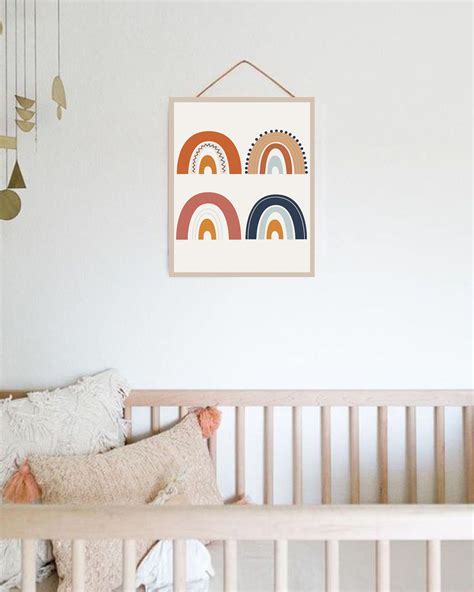 Boho Rainbow Nursery Wall Decor Toddler Girl Art Print Rainbow