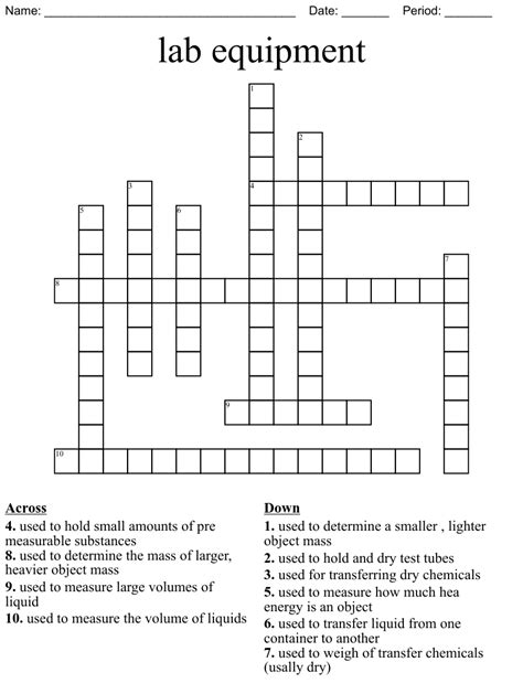 Lab Equipment Part 1 Diagram Crossword