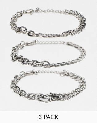 Asos Design Lot De Bracelets En Acier Inoxydable Waterproof Avec