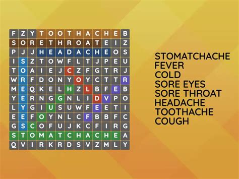 Macam Macam Penyakit Dalam Bahasa Inggris Wordsearch