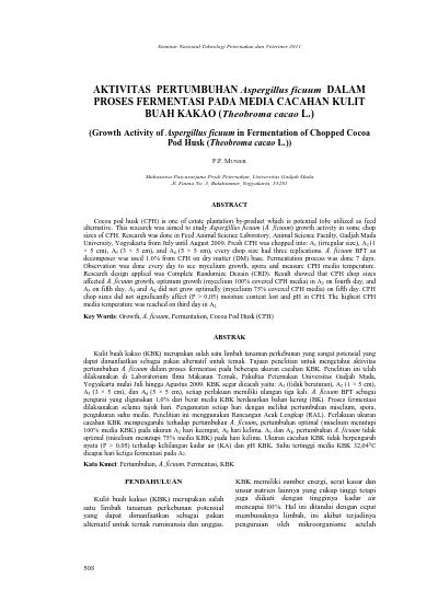 Aktivitas Pertumbuhan Aspergillus Ficuum Dalam Proses Fermentasi Pada