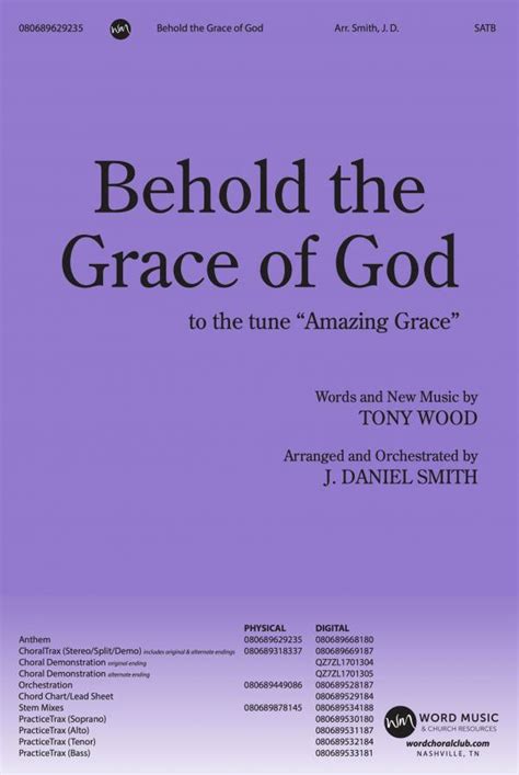 Behold The Grace Of God Choral Anthem Satb Sheet Music Pdf Word