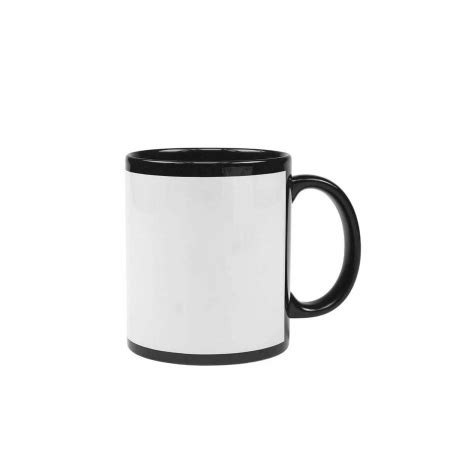 Caneca Preta Tarja Branca Ml Oz Busca Na Impress Sublima O