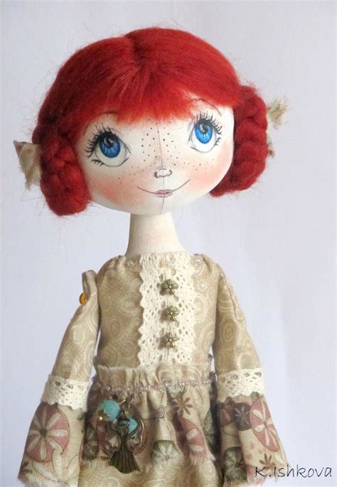 Textile Cloth Art Doll Zoui Fairy Red Ooak Reserve