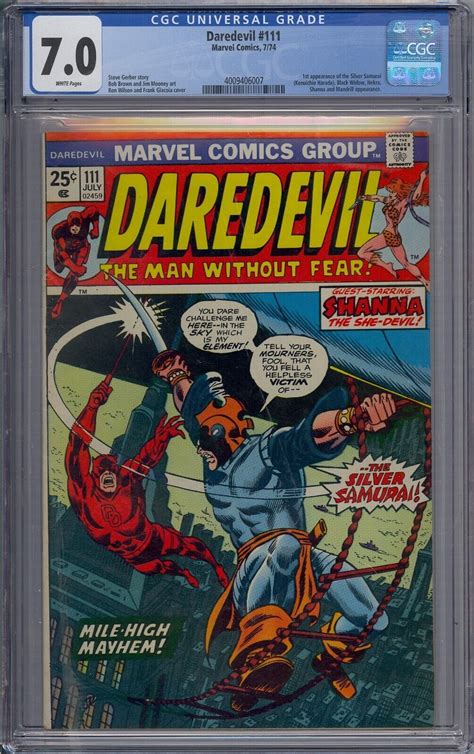 Daredevil Cgc St Silver Samurai Black Widow White Pages