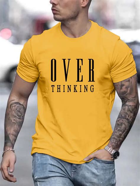 Overthinking Letters Print Casual Crew Neck Short Sleeve T Temu New Zealand