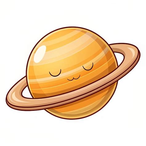 Cute Planet Saturn Sleeping In Space Cartoon Vector Icon Illustration