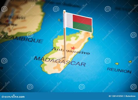 Madagascar Marked with a Flag on the Map Stock Photo - Image of capital, madagascar: 138141058