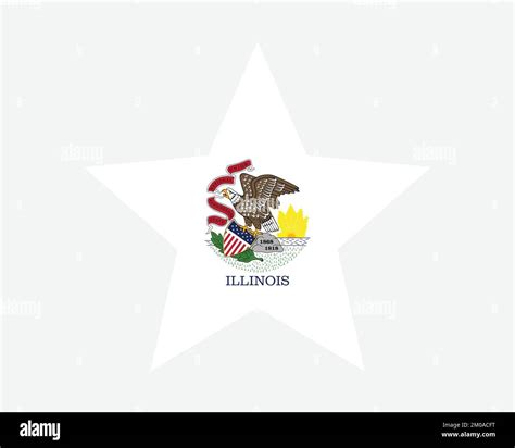 Illinois Star Flag. IL USA Five Point Star Shape State Flag. Illinoisan ...