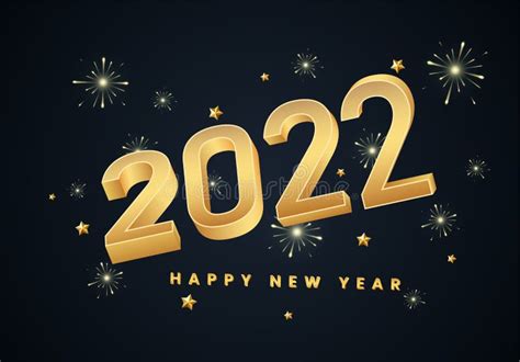 2022 Feliz Año Nuevo Números Dorados 3d Y Letras En Un Fondo Oscuro