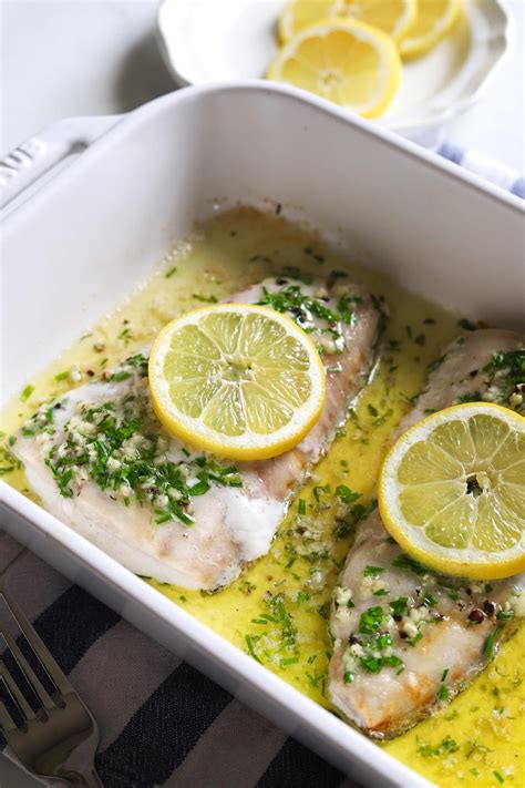 Baked Halibut Recipe With Lemon Garlic Butter Kits Kitchen