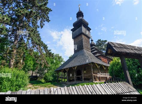 Uzhhorod, Ungwar: wooden St. Michael's Church, from the Shelestove ...