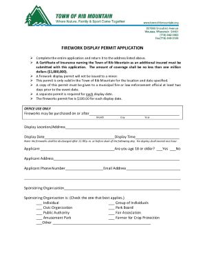 Fillable Online FIREWORK DISPLAY PERMIT APPLICATION Revize Fax Email