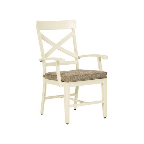 Benjara White And Brown Fabric Arm Chair With X Backrest Set Of