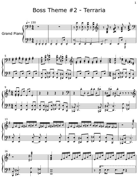 Boss Theme 2 Terraria Sheet Music For Piano