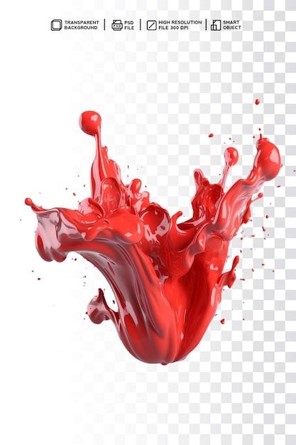 Premium PSD Psd Isolated Realistic 3d Red Splash And Drops Liquid In