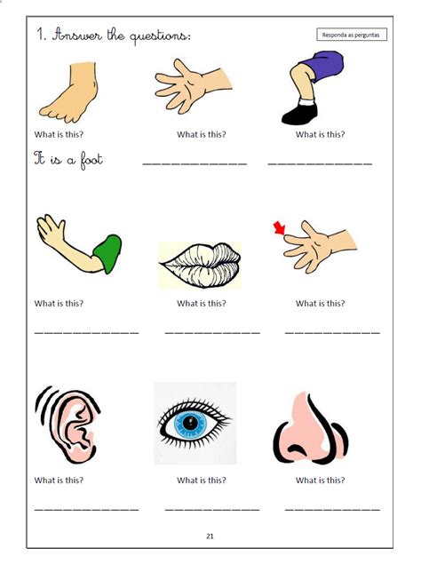 Atividades de Inglês Body parts