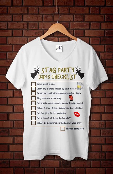 Stag Do Dares Checklist Game Bachelor Party And Stag Night T Shirt