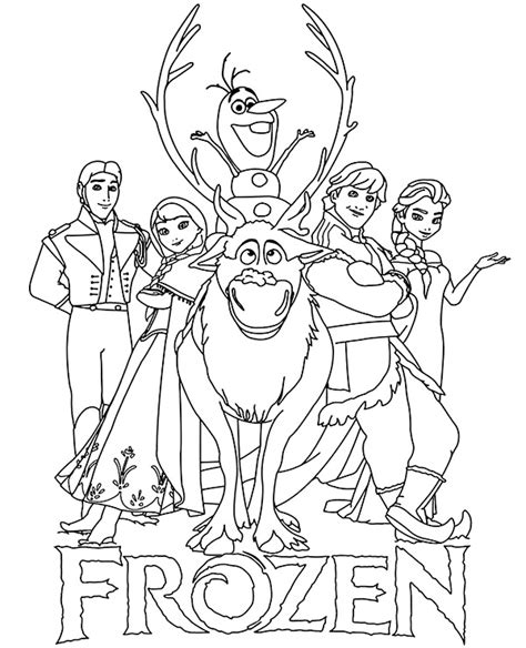 Frozen characters printable coloring page sheet