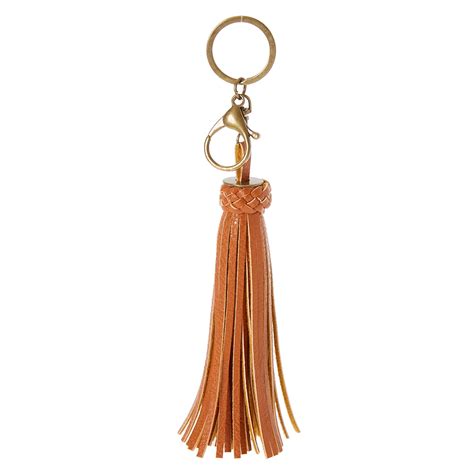 Cognac Faux Leather Tassel Keychain Claires Us