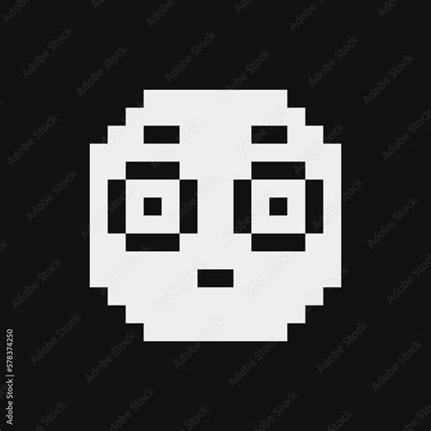 Flushed Face Smile Icon Embarrassed Emoticon Pixel Art Flat Style Isolated Abstract Vector