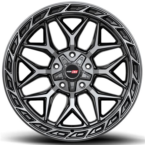 22 Vortek Wheels VRP 504 Enzo Black With Diamond Cut And Dark Tint Off