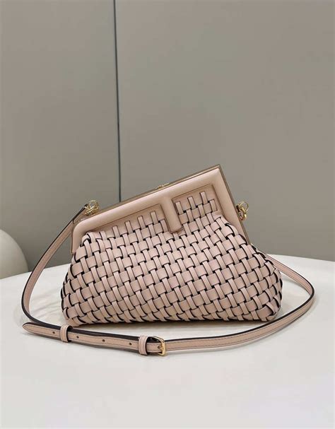 Fendi Bp First Small Pink Braided Leather Bag Wholesales