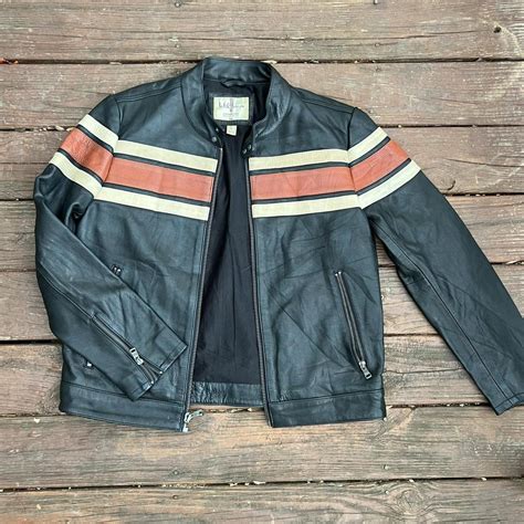 100 Leather Wilson Motorcycle Jacket Mens Large Depop
