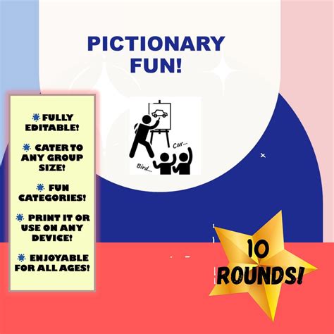 Pictionary Game Fully Editable Version for Any Group Size Family Draw ...