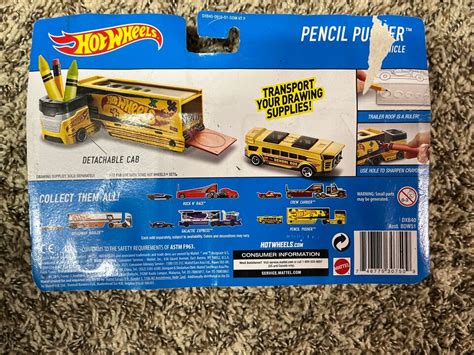 Hot Wheels Pencil Pusher Gold Bus Rig W Trailer Crayon Sharpener