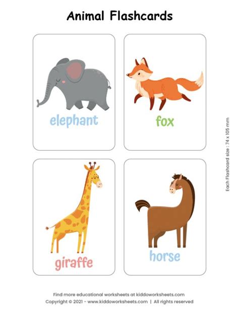 Free Printable Animal Flashcards Worksheet Kiddoworksheets