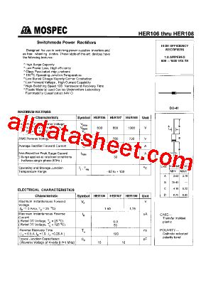 HER108 数据表 PDF Mospec Semiconductor