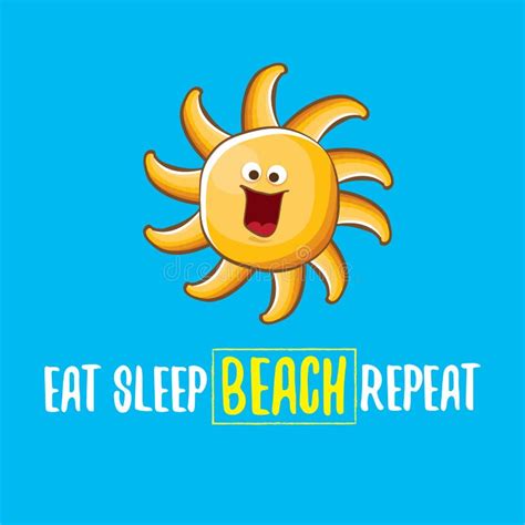 Eat Sleep Beach Repeat Vector Concept Cartoon Illustration Or Summer