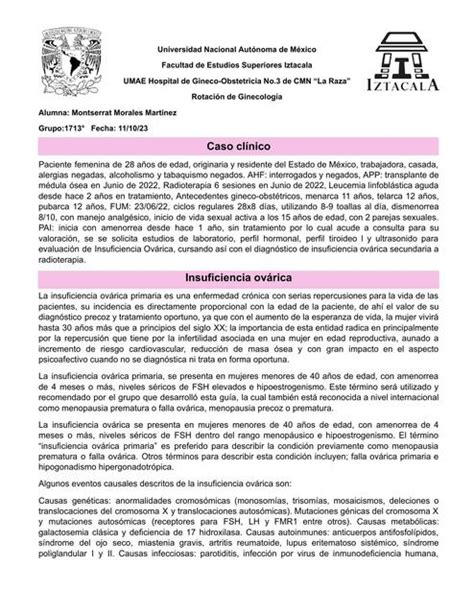 Reporte de Caso 6 Insuficiencia ovárica primaria Montserrat Martinez