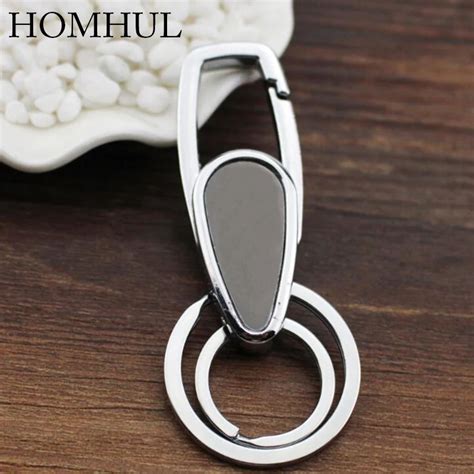 Simple Practical Double Rings Car Metal Waist Hanging Key Chain