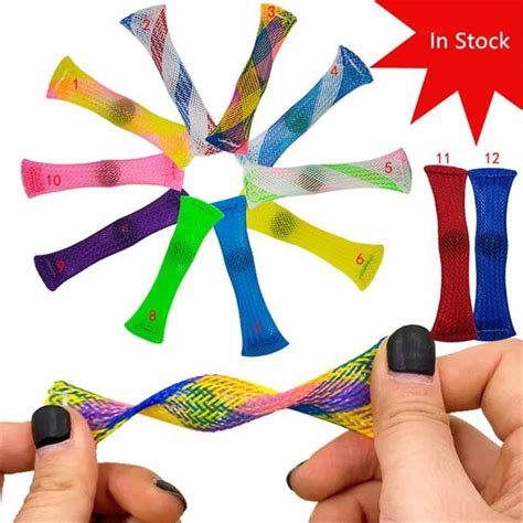 Colorful Mesh Grid Belt Fidget Toys Strong Marble Fidgets Toy Squeeze Squishy Relieves Stress