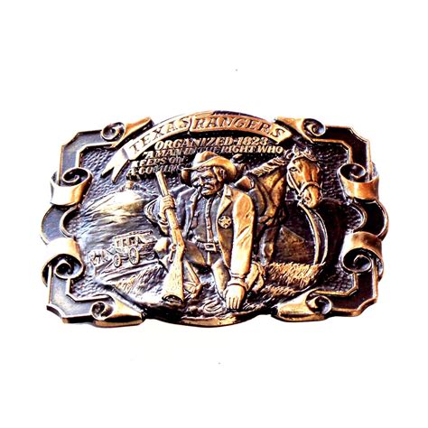 Texas Rangers Award Design Solid Brass Vintage Belt Buckle