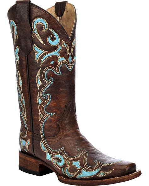 Circle G Womens Honey Embroidered Cowgirl Boots Square Toe Country Outfitter