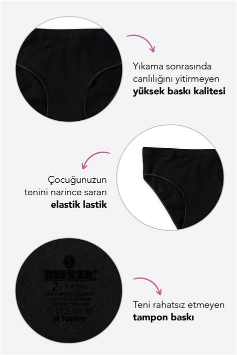 Kız Çocuk Pamuklu Bikini Kesim Düz Basic Külot lü Paket Siyah