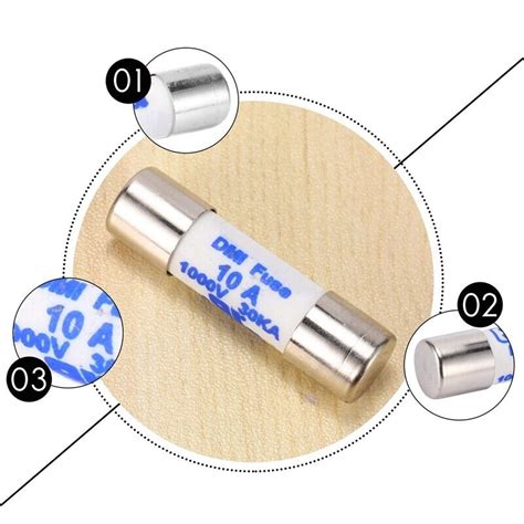 Fusible Multimetre Cylindre En Ceramique Blanc De 10 X 38mm 1000V 10A