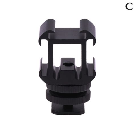 Camera Three Head Hot Shoe Mount Adapter Dual Screws Bracket Holder For Camera Led Video