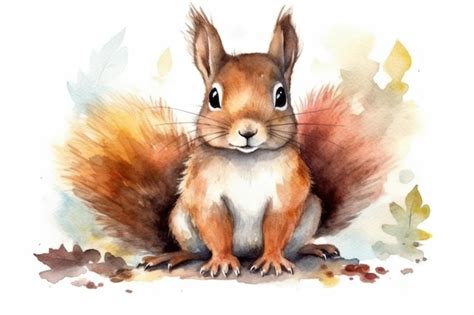 Premium AI Image | A watercolor painting of a squirrel.